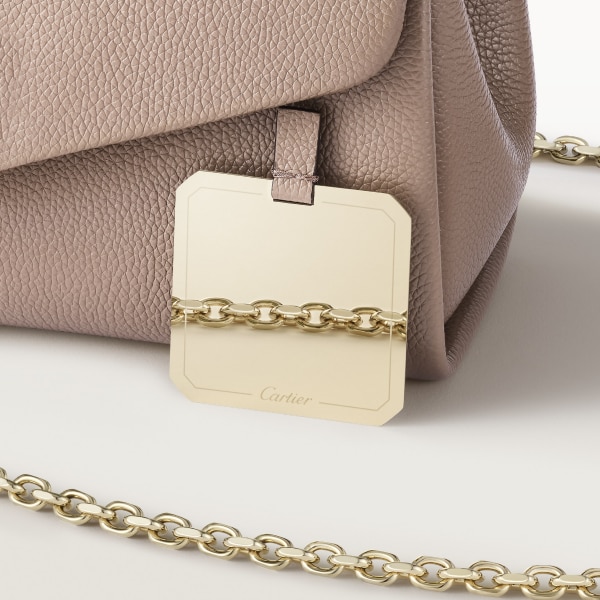 Small model chain bag, Panthère Graphique de Cartier Clay-coloured grained calfskin, golden finish