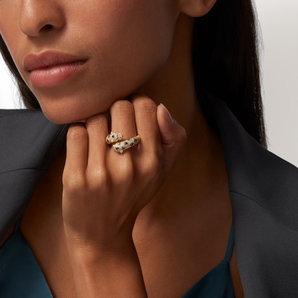 Panthère de Cartier ring Yellow gold, diamonds, onyx, emeralds