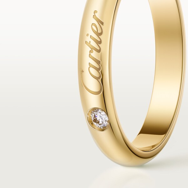 C de Cartier wedding ring, width 3 mm, 1 diamond Yellow gold, diamond
