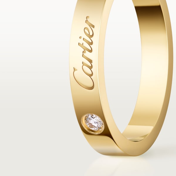 C de Cartier wedding ring, width 3 mm, 1 diamond Yellow gold, diamond