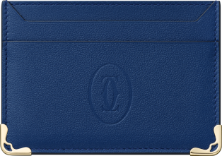 Double card holder, Must de Cartier Deep blue calfskin, palladium finish