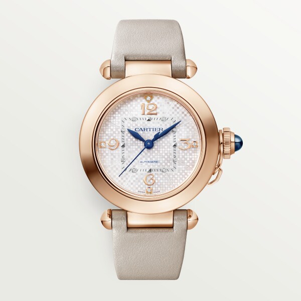 Pasha de Cartier watch 35 mm, automatic movement, rose gold, interchangeable leather straps