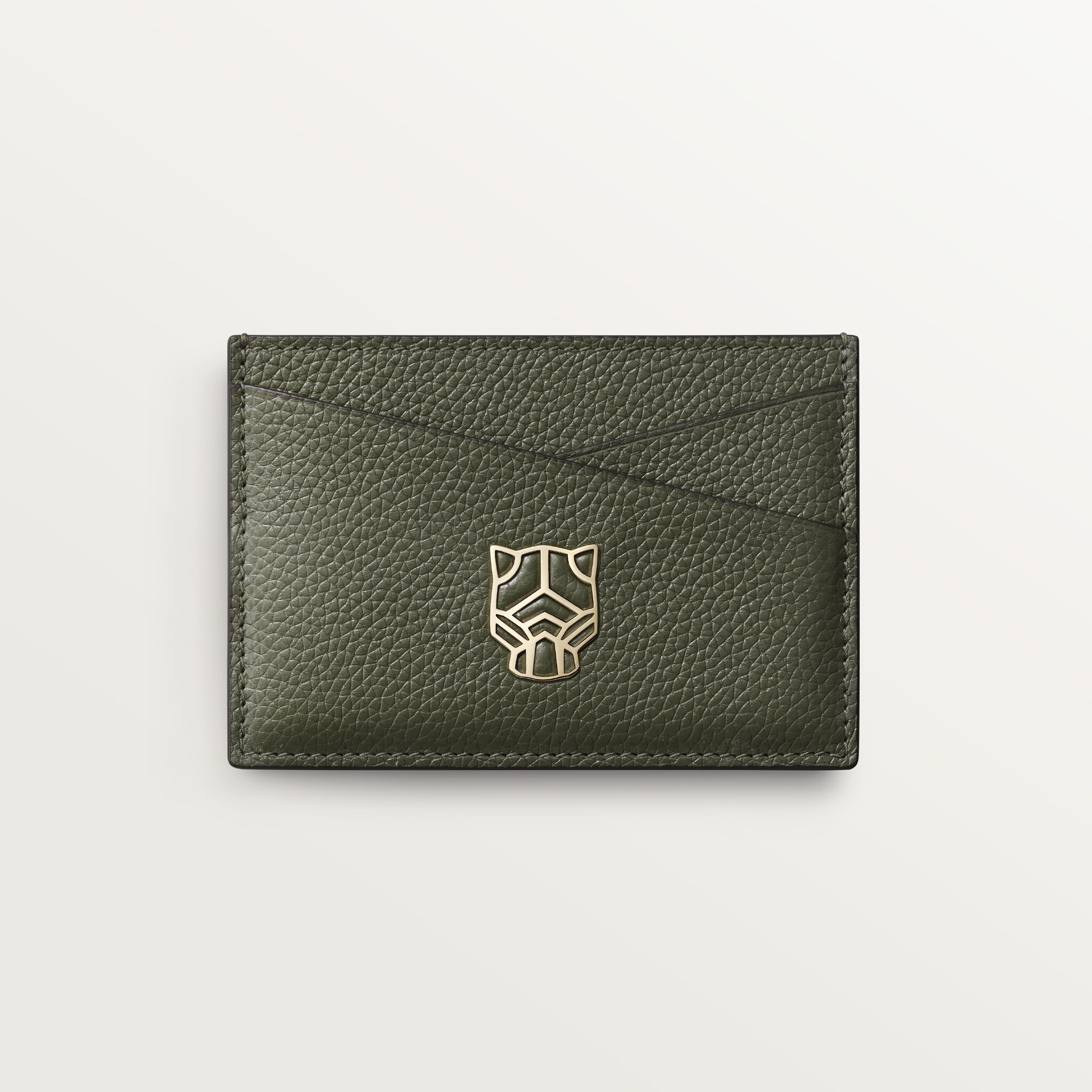 Simple card holder, Panthère Graphique de CartierGreen tea grained calfskin, golden finish
