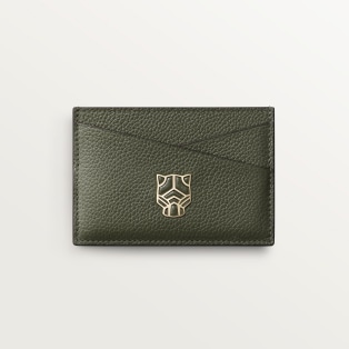 Simple card holder, Panthère Graphique de Cartier Green tea grained calfskin, golden finish