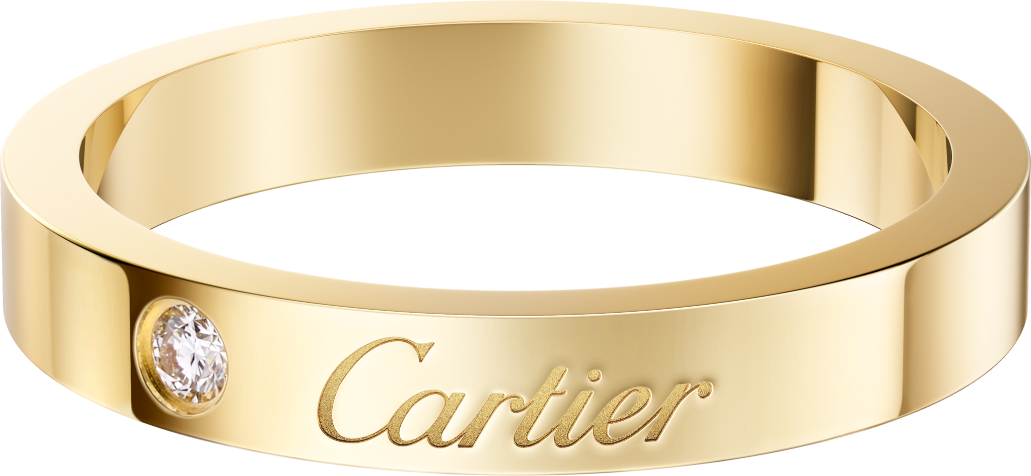 C de Cartier wedding ring, 3 mm width, 1 diamondYellow gold, diamond