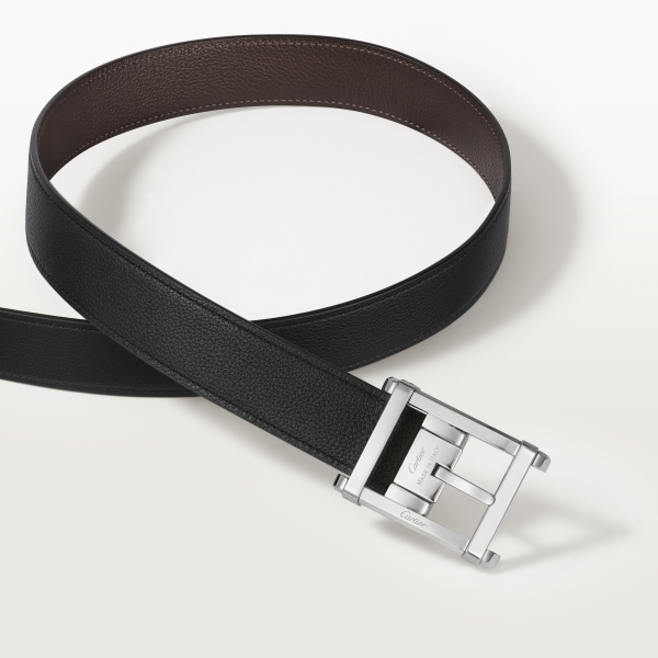 Tank Chinoise belt  Black and ebony cowhide, palladium-finish buckle