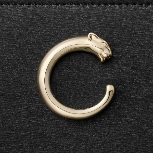 Zipped international wallet, Panthère de Cartier Black calfskin, golden finish