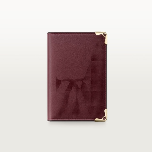 Credit/Business Card Holder, Must de Cartier XL logo perforated burgundy calfskin, golden finish