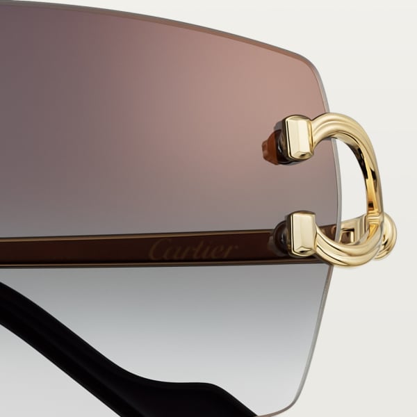 Sunglasses, Classic C de Cartier motif Smooth golden-finish metal, grey lenses