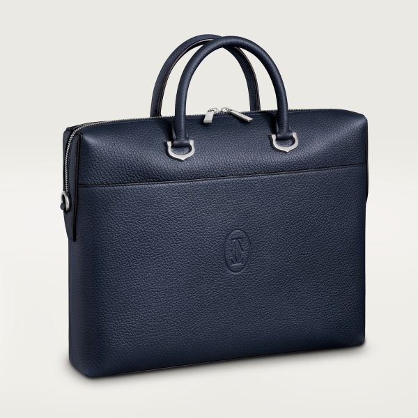 Document holder small model, Must de Cartier Navy blue calfskin, palladium finish