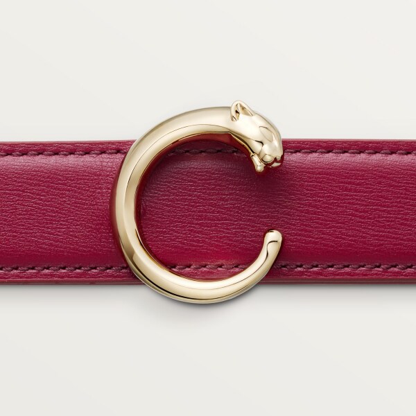Belt, Panthère de Cartier, Size L (95 cm) Cherry red cowhide, golden-finish buckle