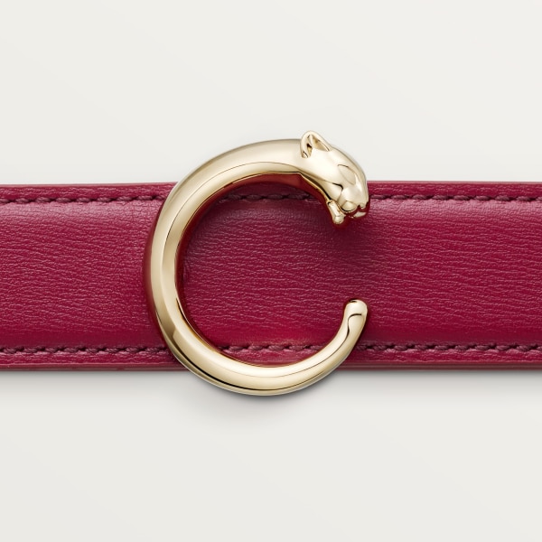 Belt, Panthère de Cartier, Size M (85 cm) Cherry red cowhide, golden-finish buckle