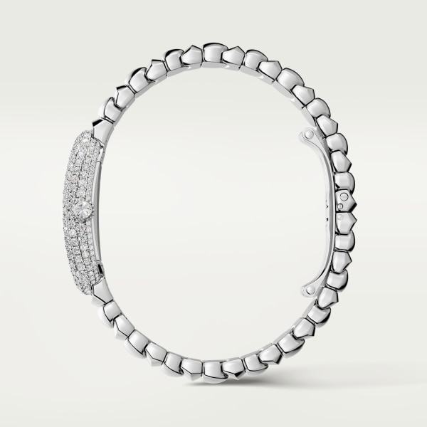 Baignoire watch Small model, quartz movement, white gold, diamonds