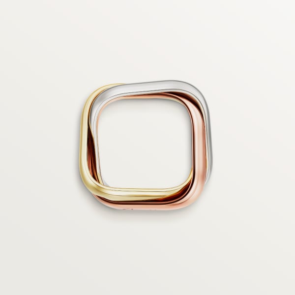 Trinity cushion ring, Large model White gold, yellow gold, rose gold