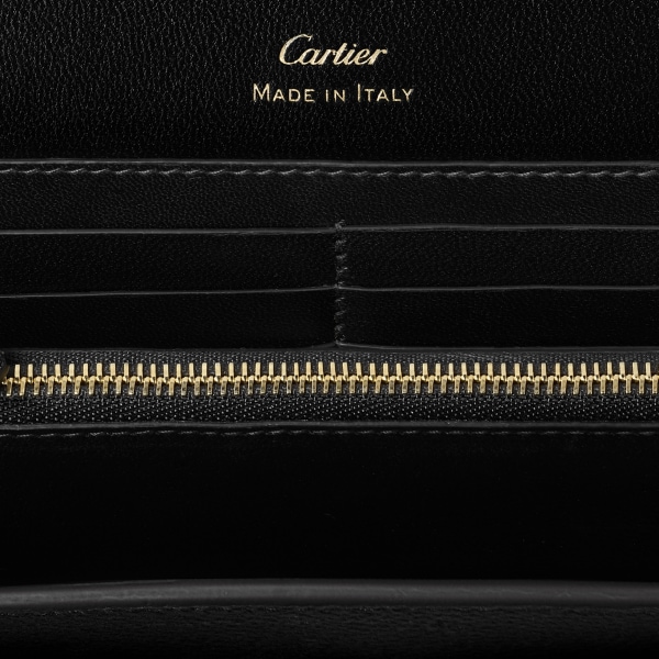 翻盖通用型皮夹，Panthère de Cartier卡地亚猎豹系列 黑色小牛皮，镀金饰面，黑色珐琅