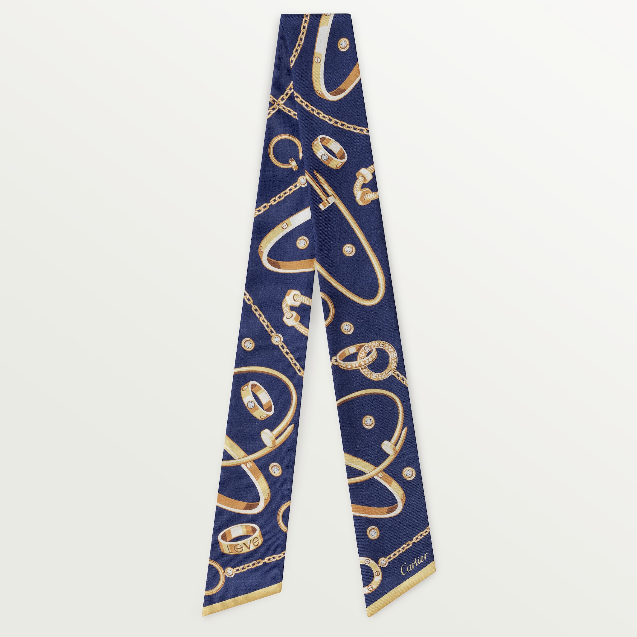 Mini scarfNavy blue silk twill