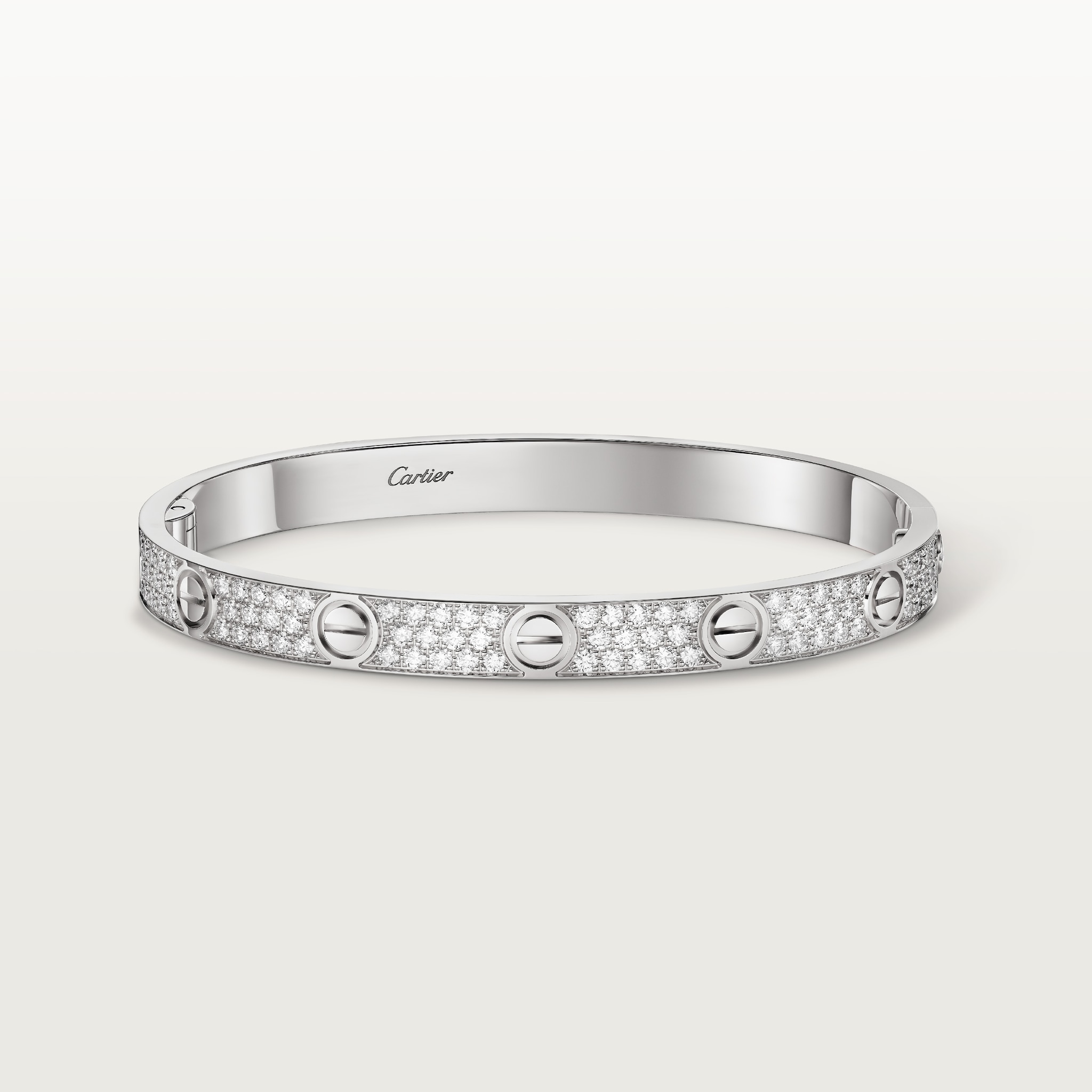Love bracelet, classic model, pavedWhite gold, diamonds