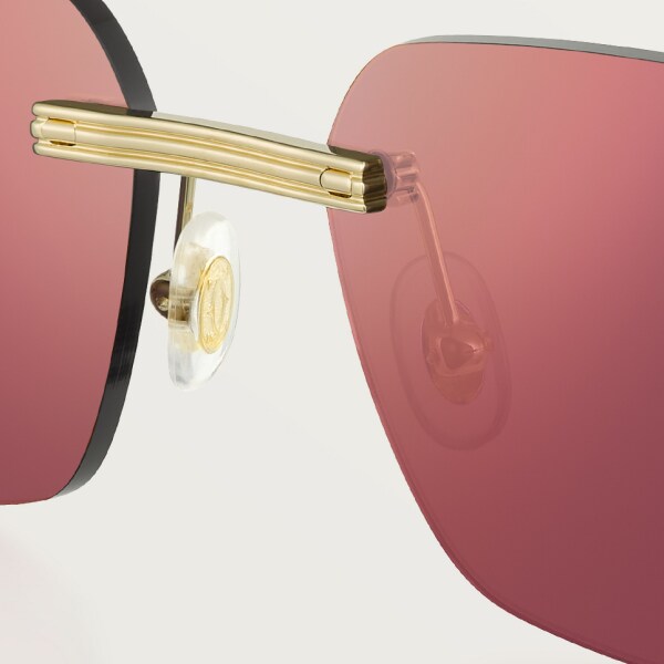 Première de Cartier sunglasses Smooth golden-finish metal, burgundy lenses