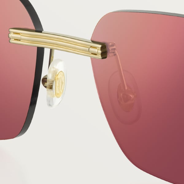 Première de Cartier太阳眼镜 抛光镀金饰面金属，酒红色镜片