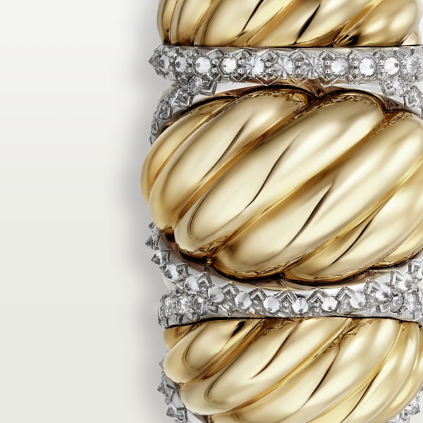 Tressage戒指 铂金，黄金，钻石。