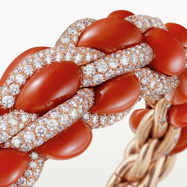 Cartier Libre Tressage bracelet, coral Rose gold, coral, diamonds