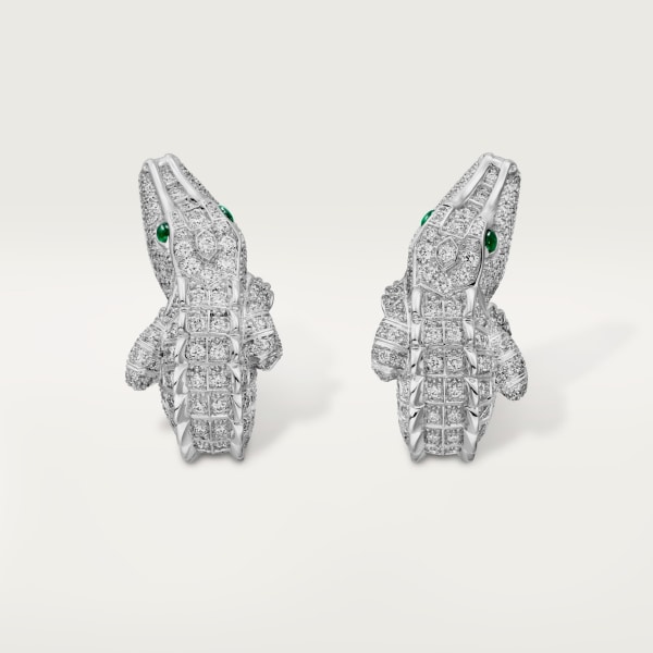 Faune et Flore de Cartier earrings, paved White gold, emeralds, diamonds
