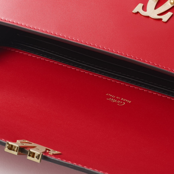 迷你链条手袋，C de Cartier系列 红色小牛皮，镀金装饰，红色珐琅