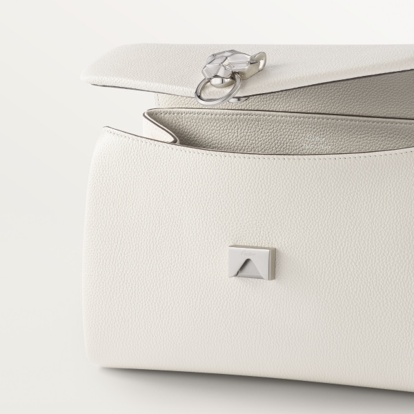 Small model chain bag, Panthère Graphique de Cartier Salt white grained calfskin, golden finish