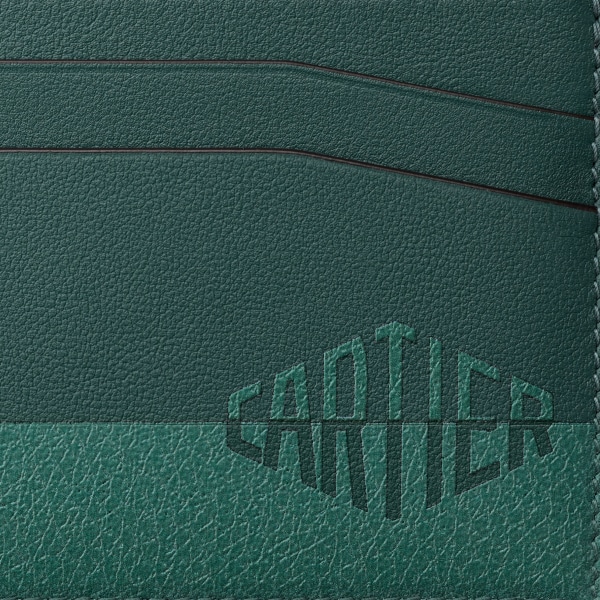 Cartier Losange Shadow系列双层卡片夹 松绿色和绿色小牛皮