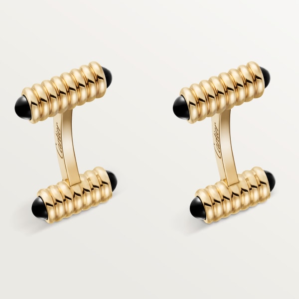 Cufflinks with spring motif Yellow gold, onyx
