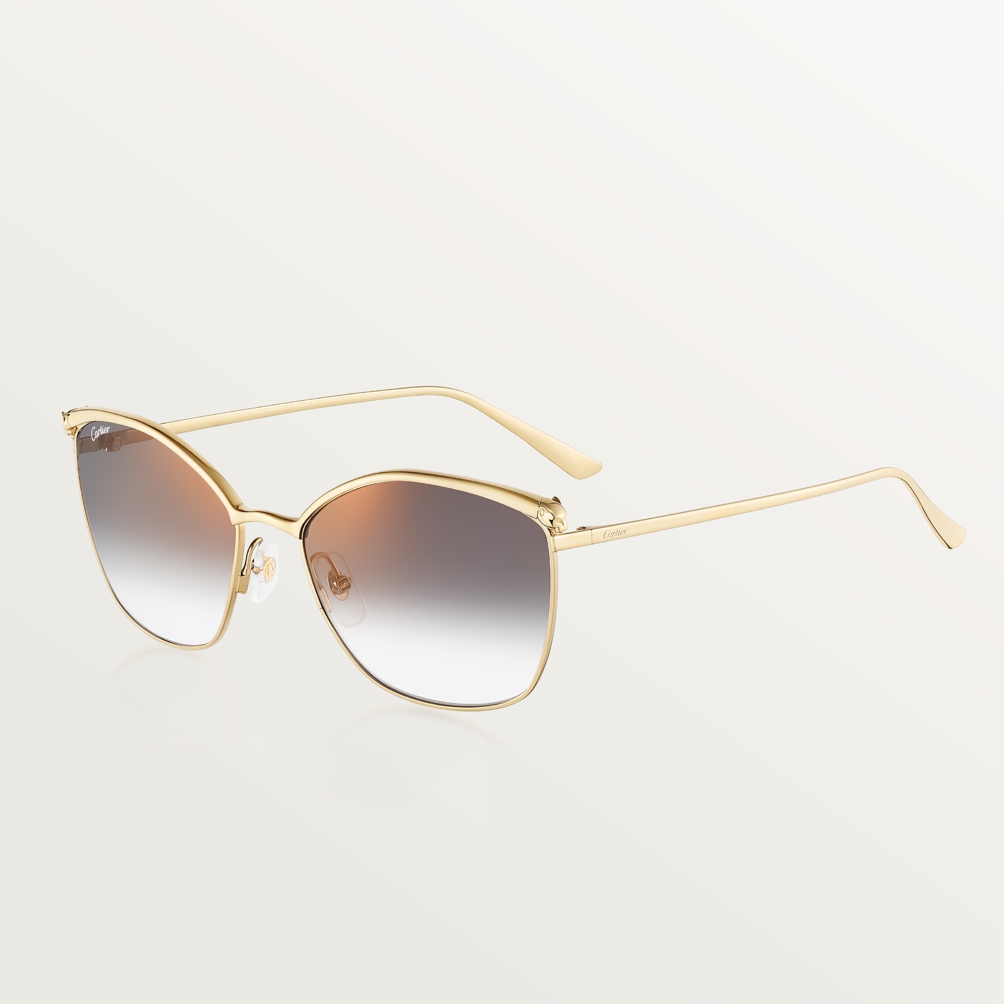 Panthère de Cartier SunglassesSmooth golden-finish metal, grey lenses