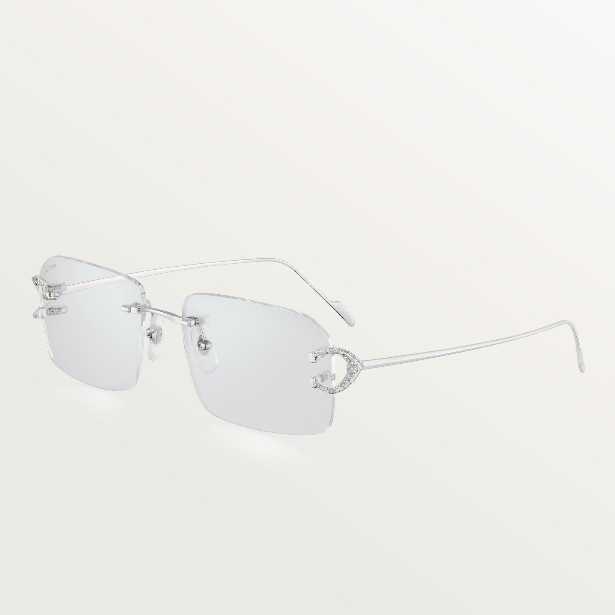 Signature C de Cartier precious sunglassesWhite gold and diamonds, clear glass
