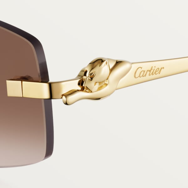Panthère de Cartier太阳眼镜 抛光镀金饰面金属，渐变棕色镜片