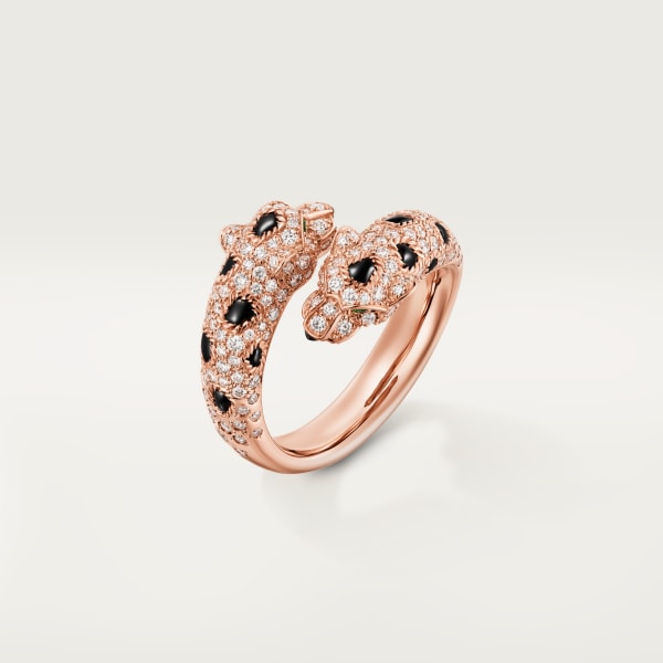 Panthère de Cartier ring Rose gold, diamonds, onyx, emeralds