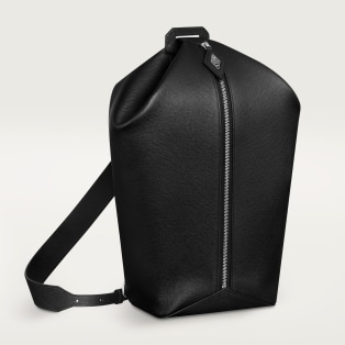 Backpack, Losange  Grained black calfskin, palladium finish and enamel