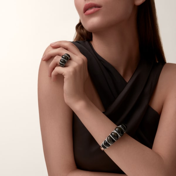 Cartier Libre Tressage ring, obsidian, diamonds Platinum, obsidians, diamond