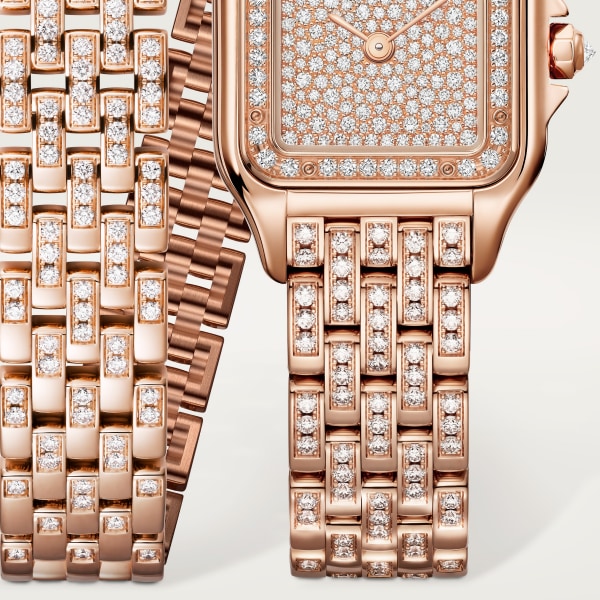 Panthère de Cartier watch Small model, quartz movement, rose gold, diamonds