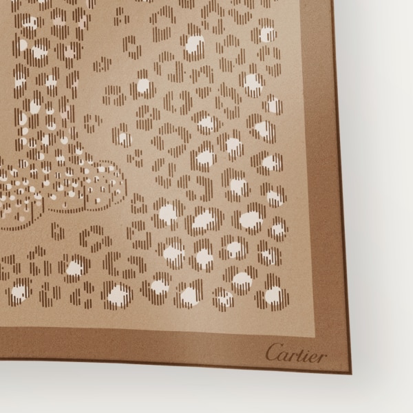 90 scarf, Panthere dots Cord beige silk twill