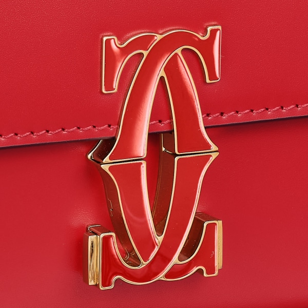 迷你链条手袋，C de Cartier系列 红色小牛皮，镀金装饰，红色珐琅