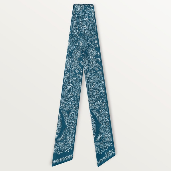 Scarf  Blue silk twill