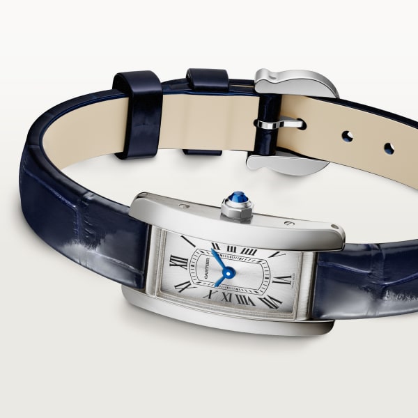 Tank Américaine watch Mini model, quartz movement, steel, leather
