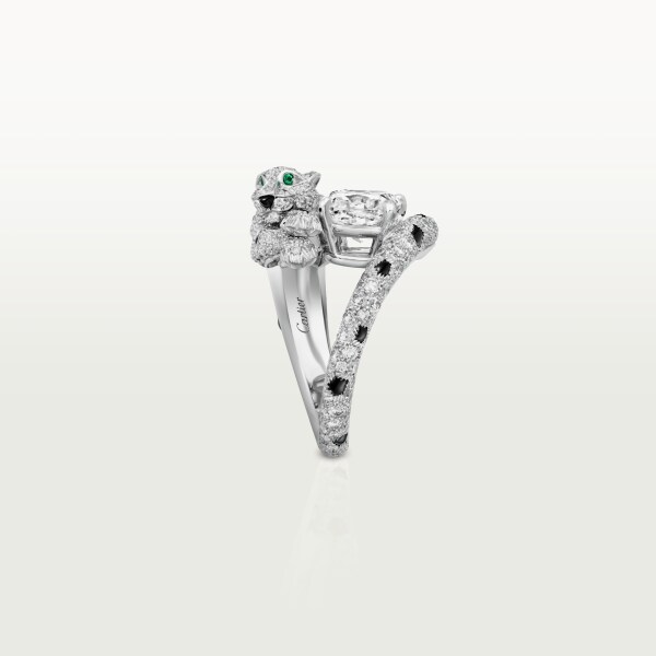 Panthère de Cartier ring White gold, emeralds, onyx, diamonds