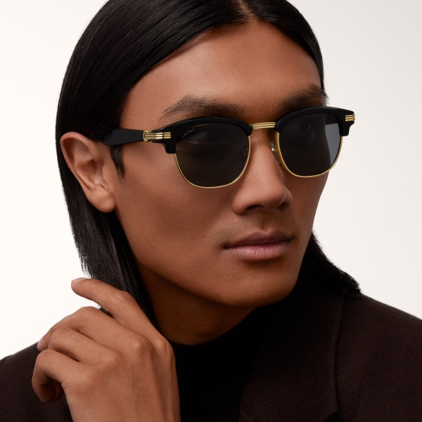 Panthère de Cartier, Sunglasses Smooth gold-finish metal, black acetate, grey lenses