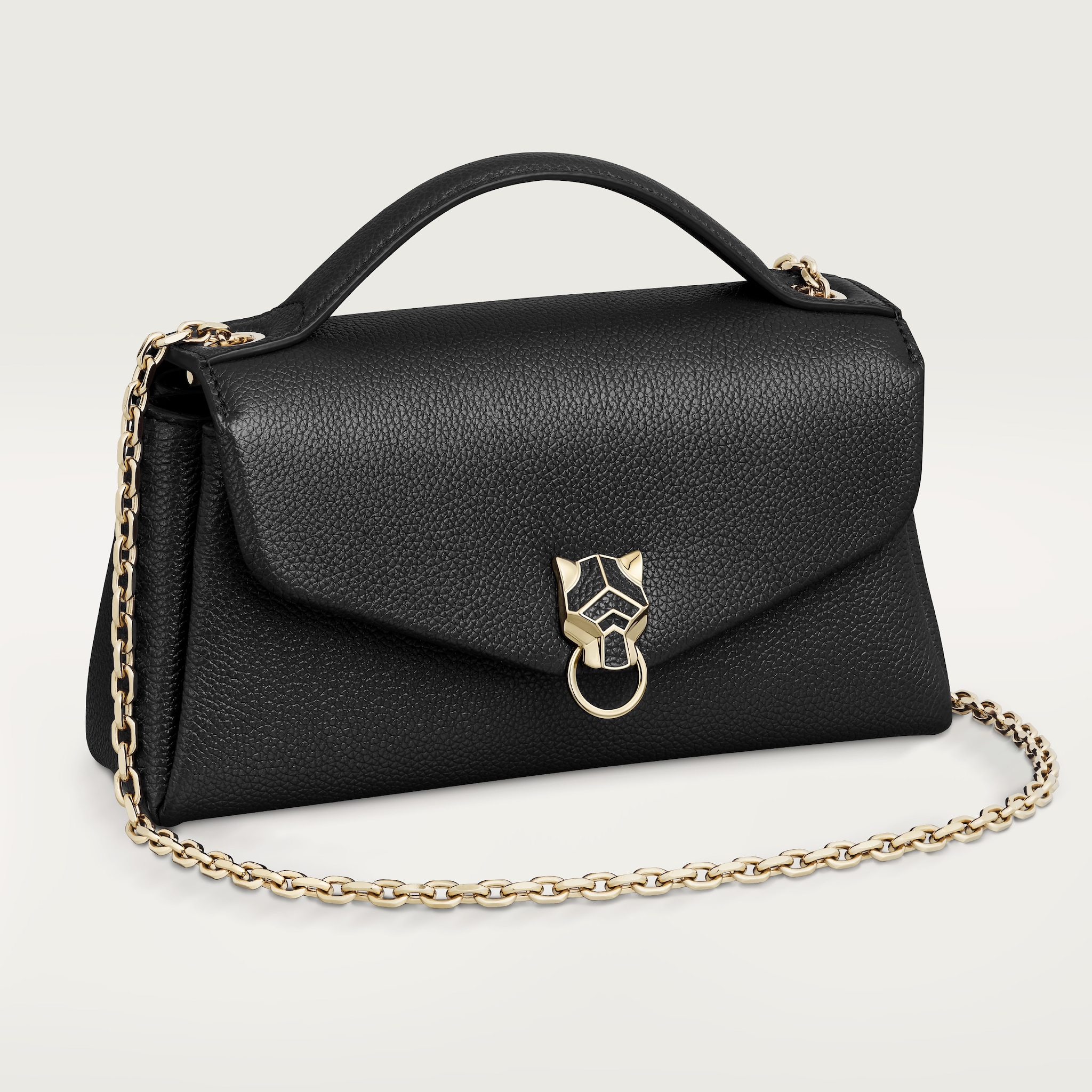 Nano Bag, Panthère GraphiqueBlack grained calfskin, golden finish