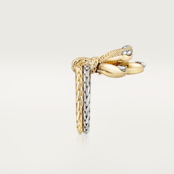 Grain de Café ring, diamonds Yellow gold, white gold, diamonds