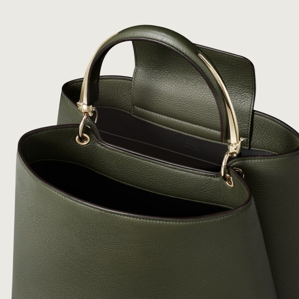 Bag, Panthère Green tea grained calfskin, golden finish