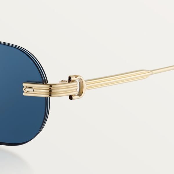 Première de Cartier Sunglasses Smooth golden-finish metal, blue lenses 