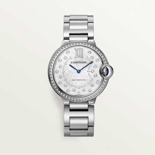 Ballon Bleu de Cartier卡地亚蓝气球腕表 36 毫米表款，自动上链机械机芯，精钢，钻石