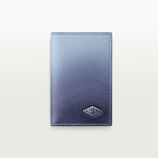 Card holder, Losange Deep blue and cloud grey graduated calfskin, palladium and enamel finish