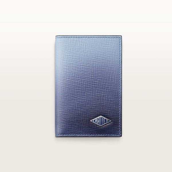4 credit card holder, Cartier Losange Deep blue and cloud grey graduated calfskin, palladium and enamel finish